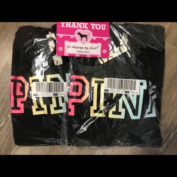💗VS PINK BLACK RAINBOW OMBRÉ LOGO PULLOVER HOODIE - Picture 5 of 5